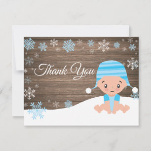 Tarjeta De Agradecimiento El azul del muñeco de nieve del invierno le