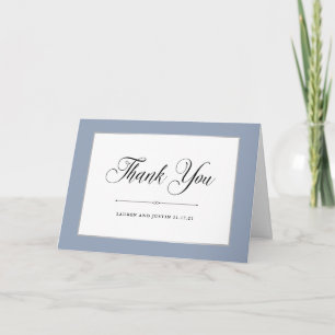 Tarjeta De Agradecimiento El azul polvoriento elegante de las costuras el  
