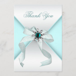 Tarjeta De Agradecimiento El azul verde azulado blanco le agradece cardar