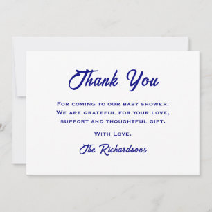 Tarjeta De Agradecimiento El Baby Shower Blanco Azul De La Marina Hoy Es Un 