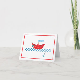 Tarjeta De Agradecimiento El barco de papel el le agradece cardar