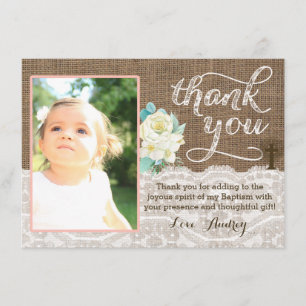 Tarjeta De Agradecimiento El bautismo del melocotón y de la marfil le