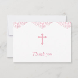 Tarjeta De Agradecimiento El bautismo/el bautizo rosados de los chicas le