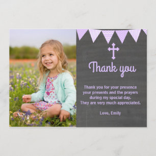 Tarjeta De Agradecimiento El bautismo le agradece pizarra de la lavanda de