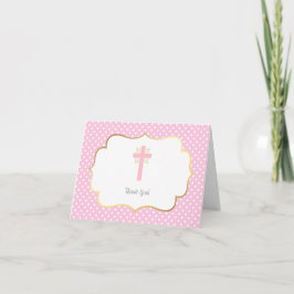 Tarjeta De Agradecimiento El bautismo rosado del lunar le agradece oro y