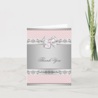 Tarjeta De Agradecimiento El bautizo rosado del bautismo de los chicas de la