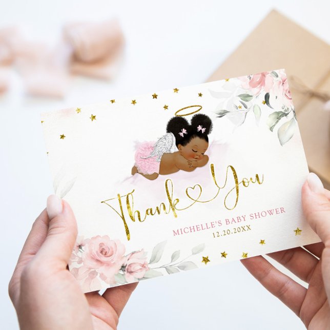 Tarjeta De Agradecimiento El bebé cielo del Afro Angel rosado enviado a Baby (Subido por el creador)