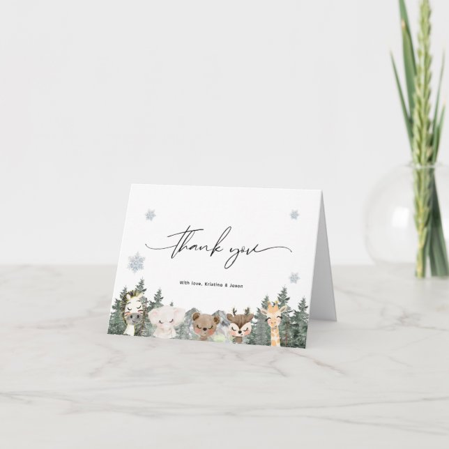 Tarjeta De Agradecimiento El bebé de Forest Woodland está frío fuera de Baby (Anverso)