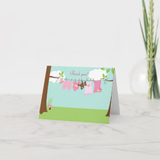 Tarjeta De Agradecimiento El bebé de la cuerda para tender la ropa (chica)