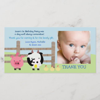 Tarjeta De Agradecimiento El bebé del corral de los animales del campo le