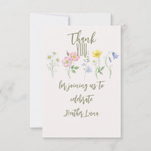 Tarjeta De Agradecimiento El bebé está en flor, ducha de bebé de flores indi