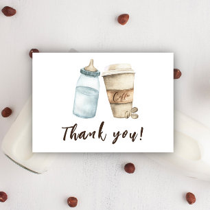 Tarjeta De Agradecimiento El bebé está preparando café en botella Gracias