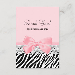 Tarjeta De Agradecimiento El bebé le agradece estampado de zebra rosado de
