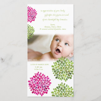 Tarjeta De Agradecimiento El bebé le agradece las floraciones de las rosas