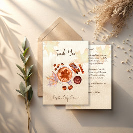 Tarjeta De Agradecimiento El bebé se está preparando en otoño para la ducha