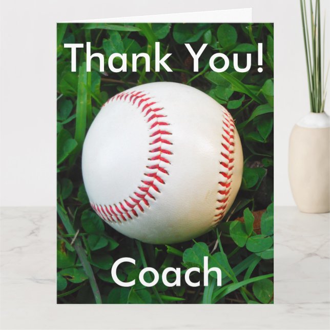 Tarjeta De Agradecimiento El béisbol blanco personalizado le agradece cardar (Anverso)