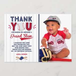 Tarjeta De Agradecimiento El béisbol le agradece cardar el 1r cumpleaños del