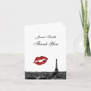 Tarjeta De Agradecimiento El beso #1 BW del horizonte de París Francia le