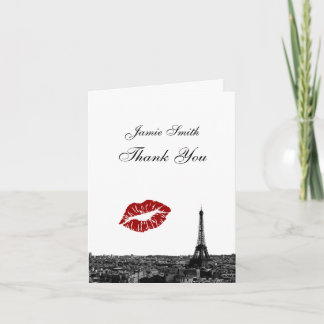 Tarjeta De Agradecimiento El beso #1 BW del horizonte de París Francia le