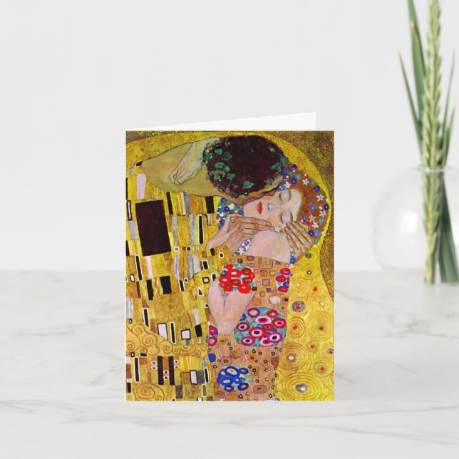 Tarjeta De Agradecimiento El Beso de Gustav Klimt, Arte Antiguo de Boda (Anverso)