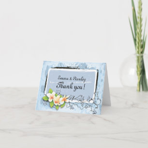 Tarjeta De Agradecimiento El blanco azul de la hiedra del plumeria del