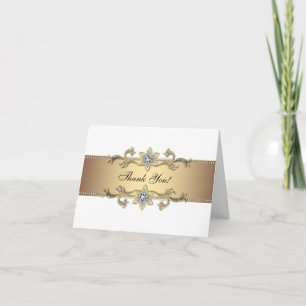Tarjeta De Agradecimiento El blanco elegante y el oro le agradecen las