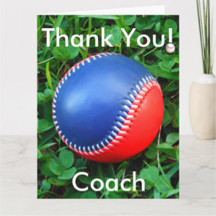 Tarjeta De Agradecimiento El blanco y el personalizado rojos del béisbol de