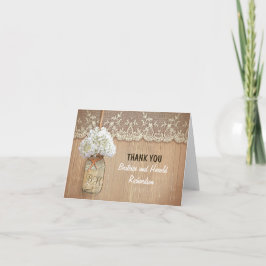 Tarjeta De Agradecimiento el boda blanco del tarro de albañil del hydrangea