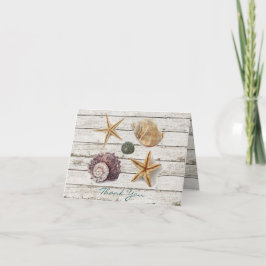 Tarjeta De Agradecimiento el boda de playa elegante de los seashells del