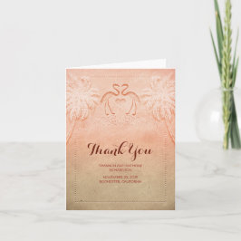 Tarjeta De Agradecimiento el boda de playa rosado del flamenco le agradece