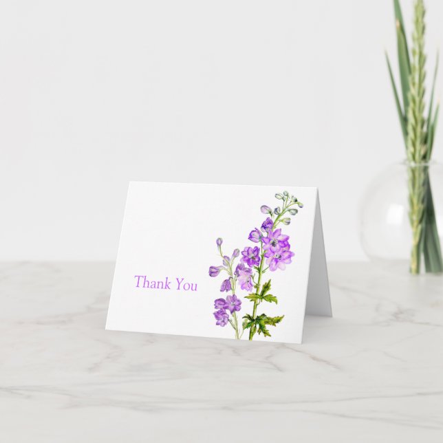 Tarjeta De Agradecimiento El boda del arte del Delphinium le agradece cardar (Anverso)