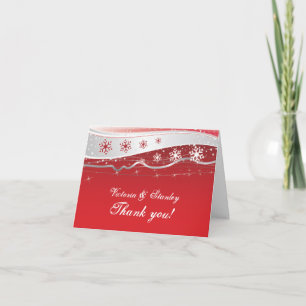 Tarjeta De Agradecimiento El boda del invierno del gris rojo, de plata le