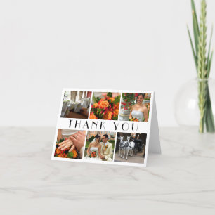 Tarjeta De Agradecimiento El boda elegante del collage de las fotos del
