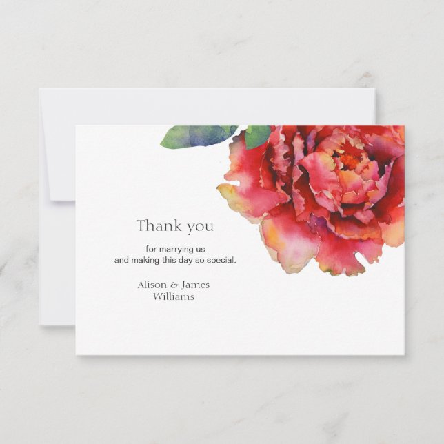 Tarjeta De Agradecimiento El boda elegante del peony le agradece cardar (Anverso)