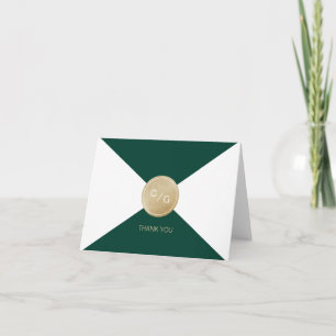 Tarjeta De Agradecimiento El boda moderno minimalista del verde esmeralda le