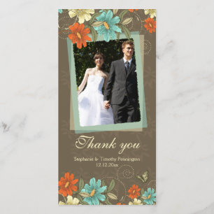 Tarjeta De Agradecimiento El boda poner crema anaranjado de la aguamarina