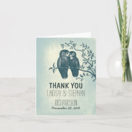 Tarjeta De Agradecimiento el boda romántico de los pares de los búhos del