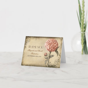 Tarjeta De Agradecimiento el boda rosado del vintage del flor del peony le