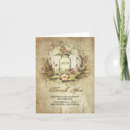 Tarjeta De Agradecimiento el boda rústico del vintage del tarro de albañil