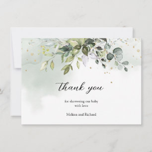 Tarjeta De Agradecimiento El Boho Eucalyptus ramas de la vegetación del oro 