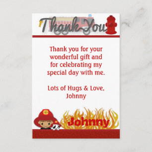 Tarjeta De Agradecimiento El BOMBERO le agradece 3,5" x5 PLANO" (estilo)