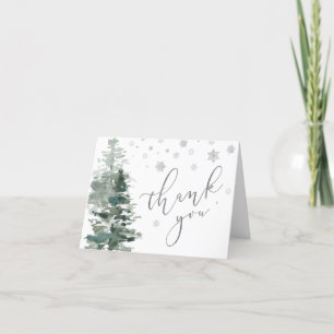 Tarjeta De Agradecimiento El bosque de invierno plateado hace frío afuera