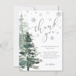 Tarjeta De Agradecimiento El bosque de invierno plateado hace frío fuera de