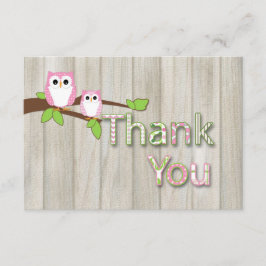 Tarjeta De Agradecimiento El búho Baby Shower le agradece en rosa