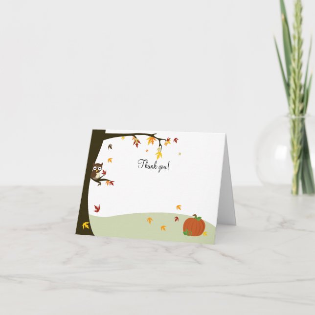 Tarjeta De Agradecimiento El búho de Halloween del otoño le agradece (Anverso)