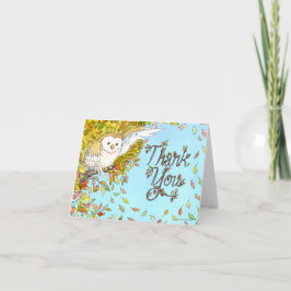 Tarjeta De Agradecimiento El búho del otoño le agradece cardar