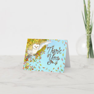 Tarjeta De Agradecimiento El búho del otoño le agradece cardar