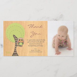Tarjeta De Agradecimiento El búho le agradece regalo Photocard de la llegada