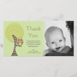 Tarjeta De Agradecimiento El búho le agradece regalo Photocard de la llegada