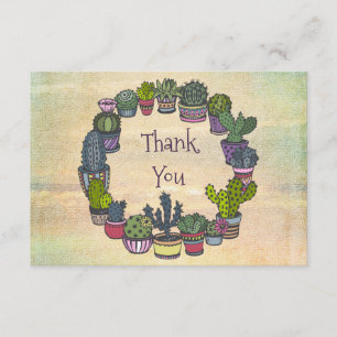 Tarjeta De Agradecimiento El cactus colorido le agradece